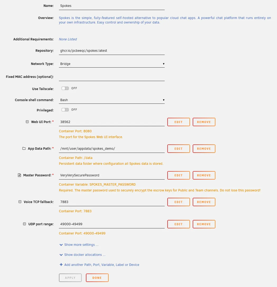 Correct Unraid Configuration
